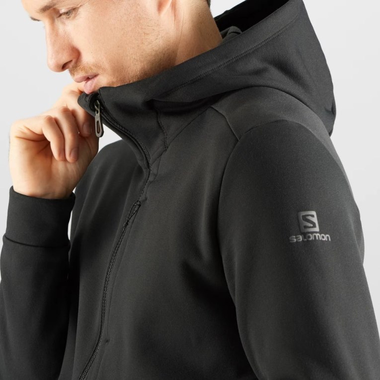 Black Salomon Essential Warm Fleece Men's Jackets | IE JE0673